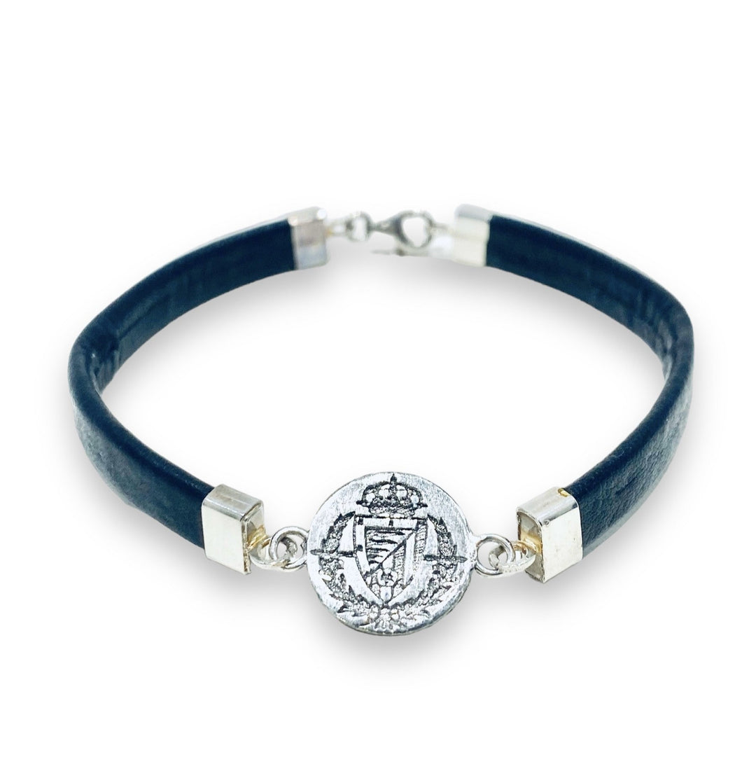PULSERA RV PLATA BRILLO Y CUERO 01