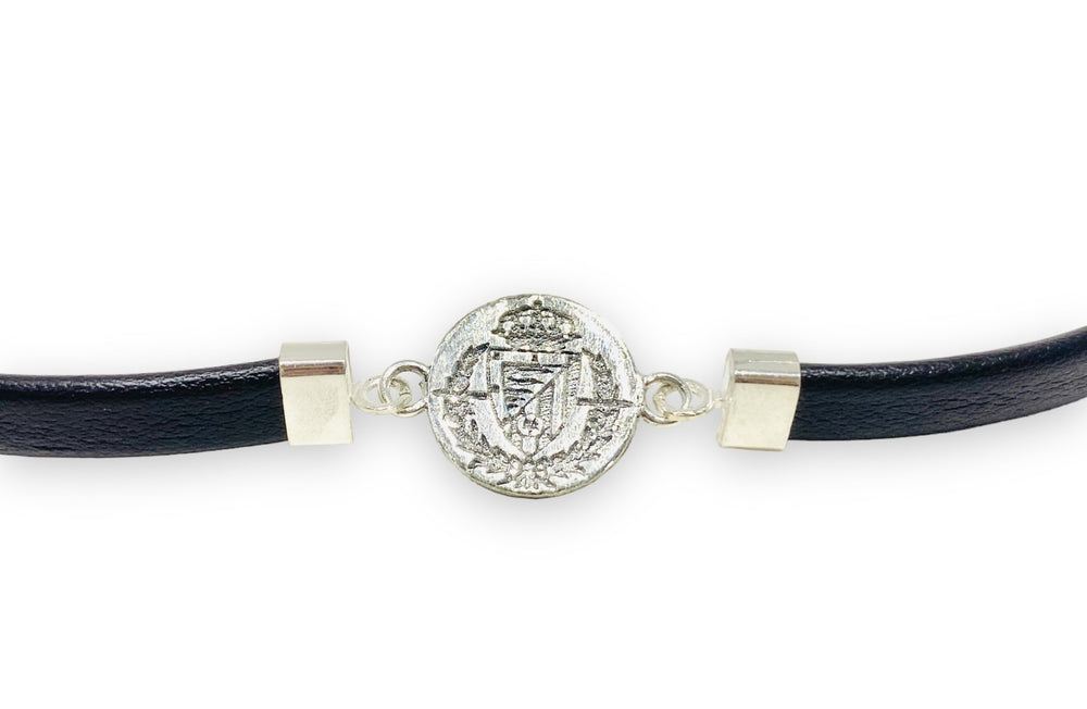 PULSERA PLATA BRILLO Y PIEL NEGRA 02