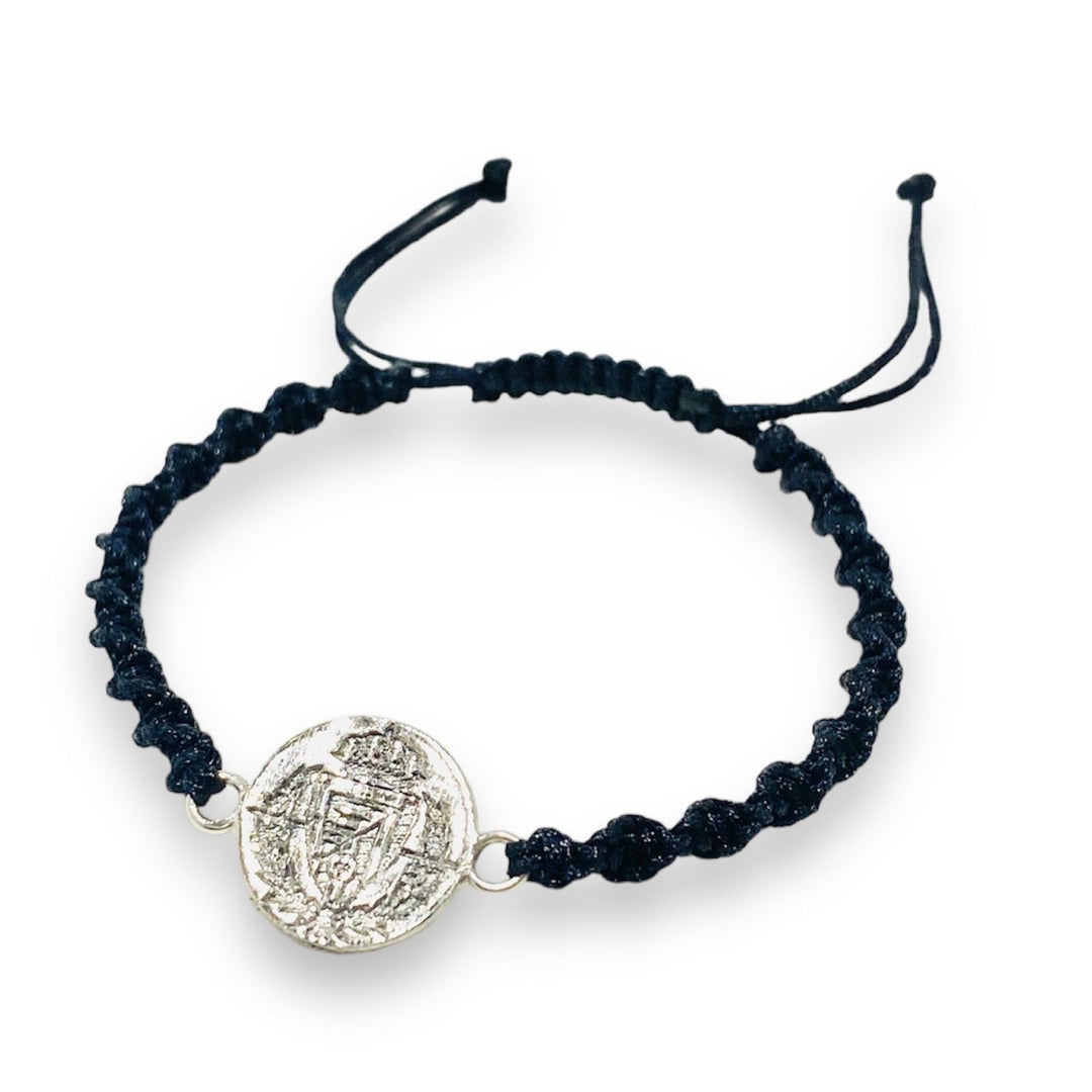 PULSERA RV PLATA BRILLO NYLON NEGRO 01