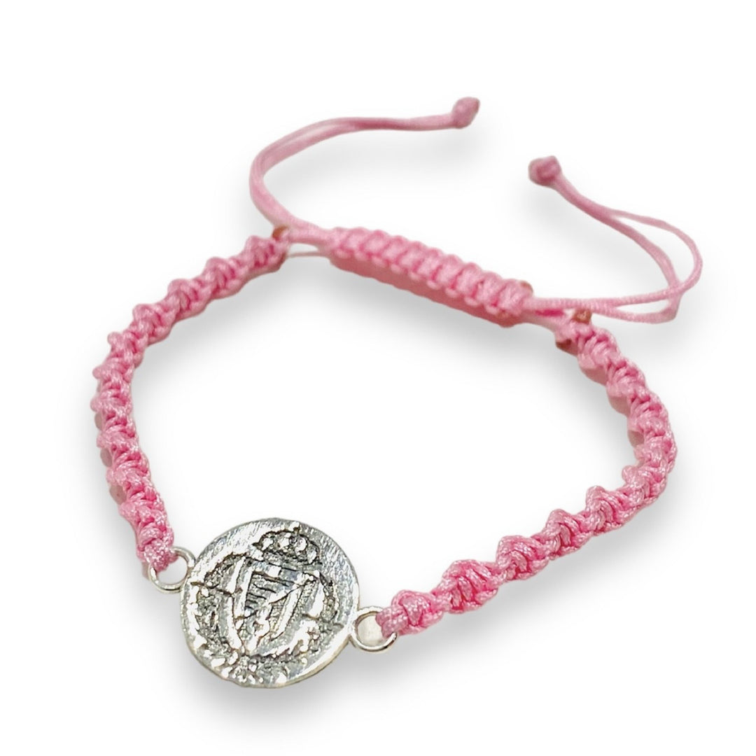 PULSERA RV PLATA BRILLO NYLON ROSA 01