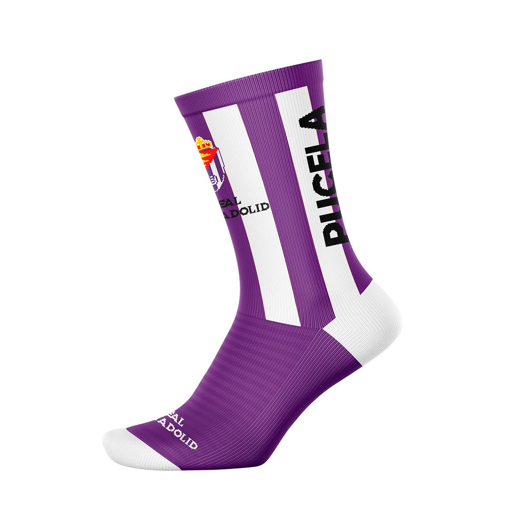 CALCETIN TECNICO REAL VALLADOLID BLANCO Y VIOLETA 01