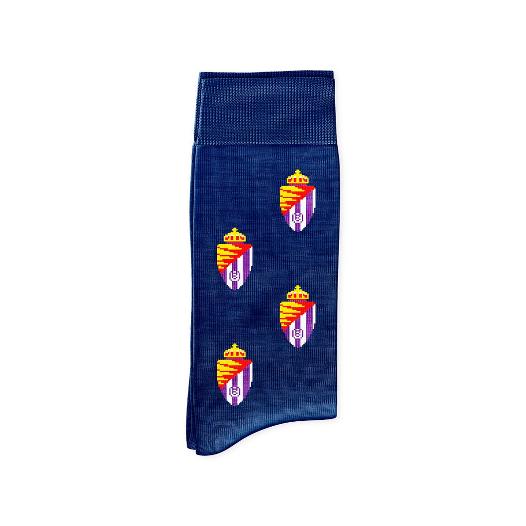 CALCETINES REAL VALLADOLID CON ESCUDOS AZUL MARINO main