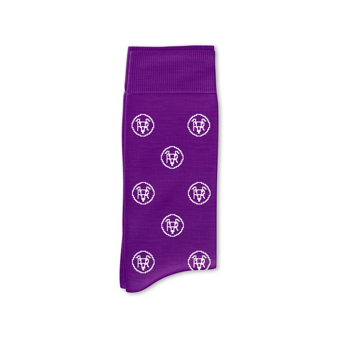 CALCETINES REAL VALLADOLID VIOLETAS CON ESCUDO BLANCO 01